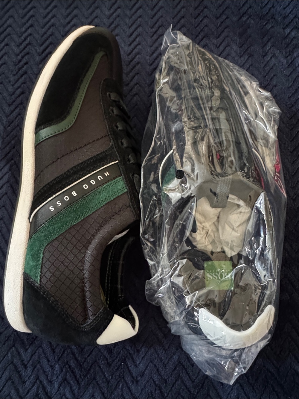 NWT! Hugo Boss Men’s Green and Black Casual Sneakers
